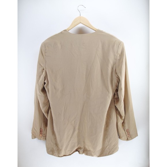 First Issue American Design khaki Blazer Jacket Padded Shoulders Size 10 Silk - Picture 4 of 6